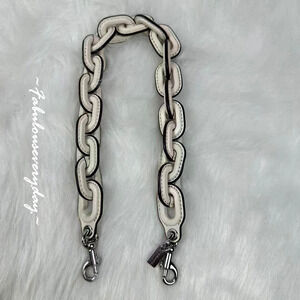 Coach Leather Covered Short Chain Strap In Silver/Chalk CA088 NWT